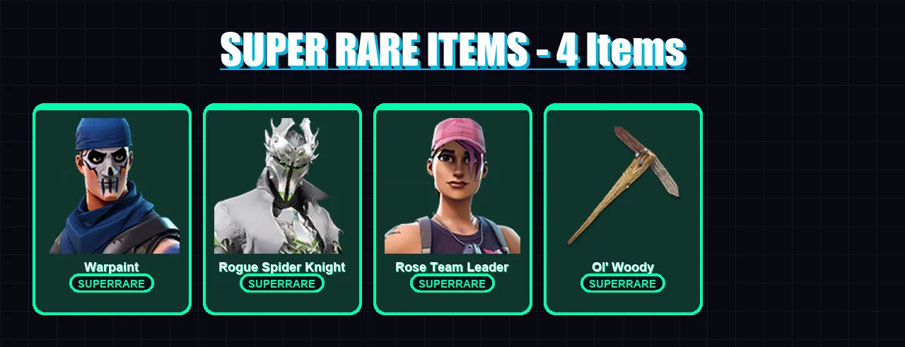[PC/XBOX/PSN] | Warpaint | Rogue Spider Knight | Rose Team Leader | Raz | The Scientist | 93 skin | 95 pickaxe | 101 emote | 90 glider | Lv1223