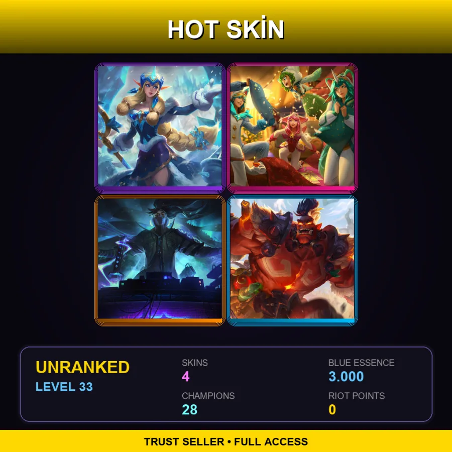 EUNE | Lv33 | Unranked | 4 Skin | 28 Champ