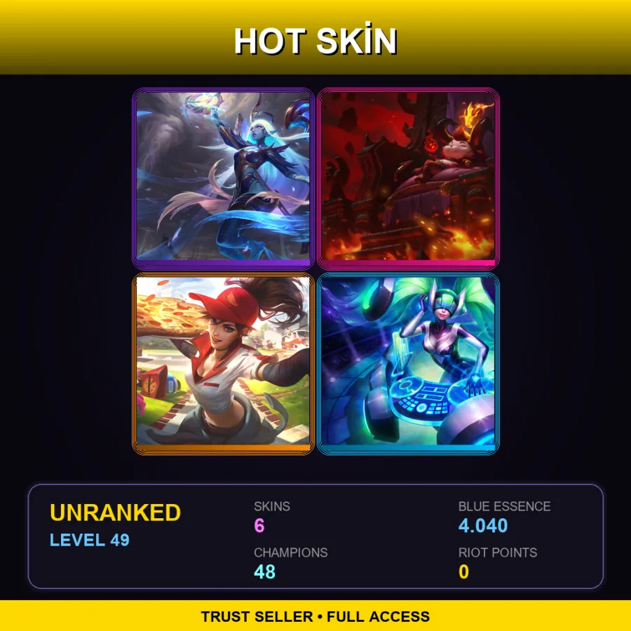 EUW | Lv49 | Unranked | 6 Skin | 48 Champ