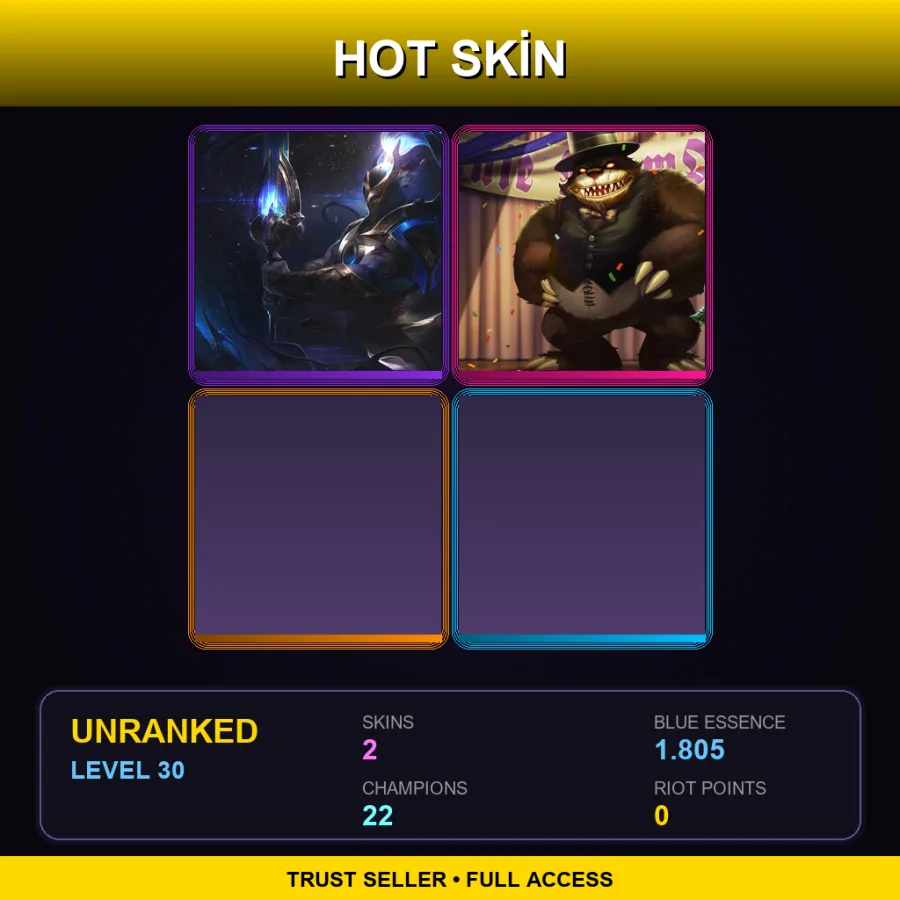 EUW | Lv30 | Unranked | 2 Skin | 22 Champ — LoL account
