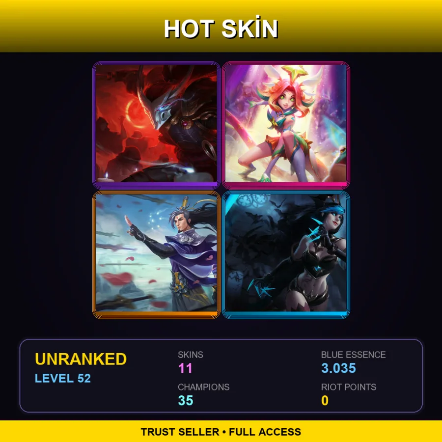 EUNE | Lv52 | Unranked | 11 Skin | 35 Champ — LoL account