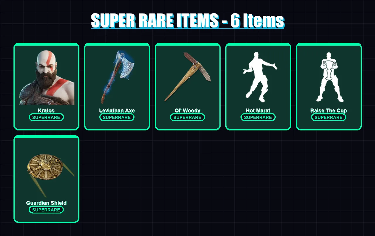 [PC/XBOX/PSN] | Kratos | Chun-Li | Midas | Lara Croft | Eternal Knight | 77 skin | 92 pickaxe | 86 emote | 81 glider | Lv1783