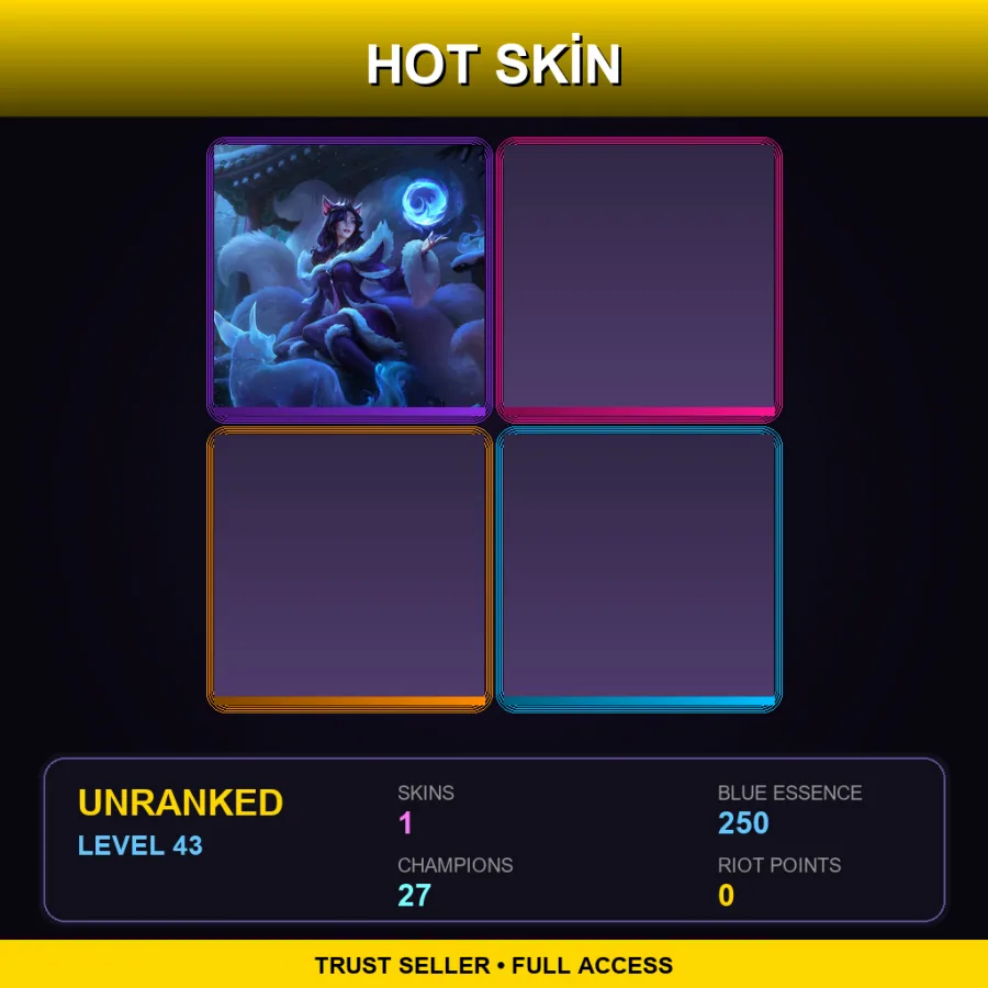 EUW | Lv43 | Unranked | 1 Skin | 27 Champ — Midnight Ahri