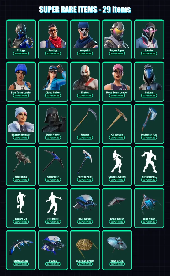 [PC/XBOX/PSN] | Trilogy | Prodigy | Warpaint | Rogue Agent | Xander | 168 skin | 207 pickaxe | 147 emote | 170 glider | Lv2381 — Fortnite account