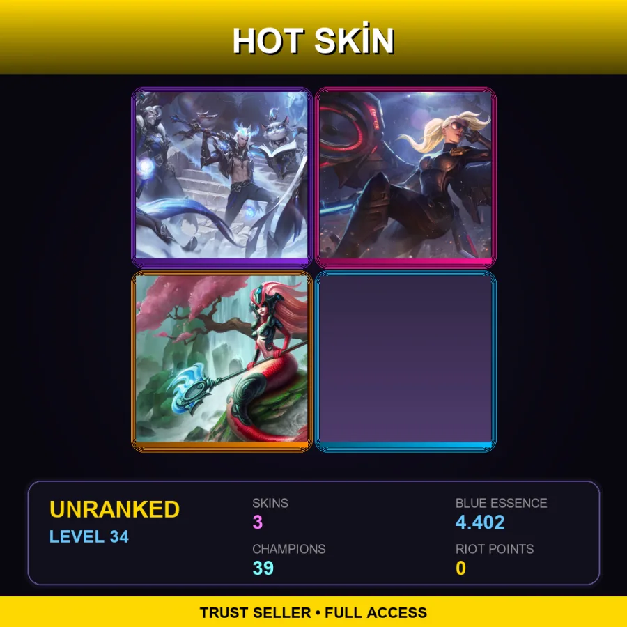 LAS | Lv34 | Unranked | 3 Skin | 39 Champ — LoL account