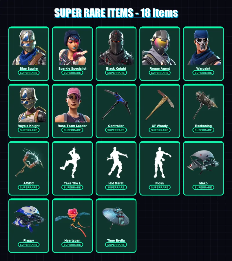 [PC/XBOX] | Blue Squire | Sparkle Specialist | Black Knight | Rogue Agent | Warpaint | 140 skin | 163 pickaxe | 147 emote | 147 glider | Lv2271