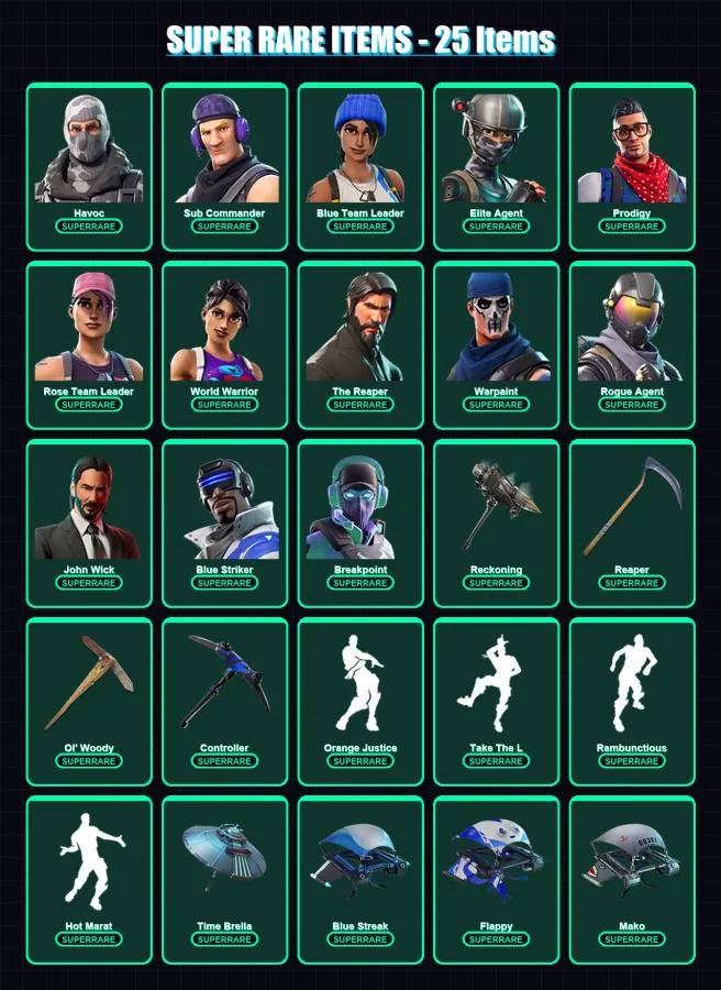 [PS4/PS5/XBOX/PC] | Havoc | Sub Commander | Blue Team Leader | Elite Agent | Prodigy | 131 skin | 147 pickaxe | 138 emote | 133 glider | Lv2593