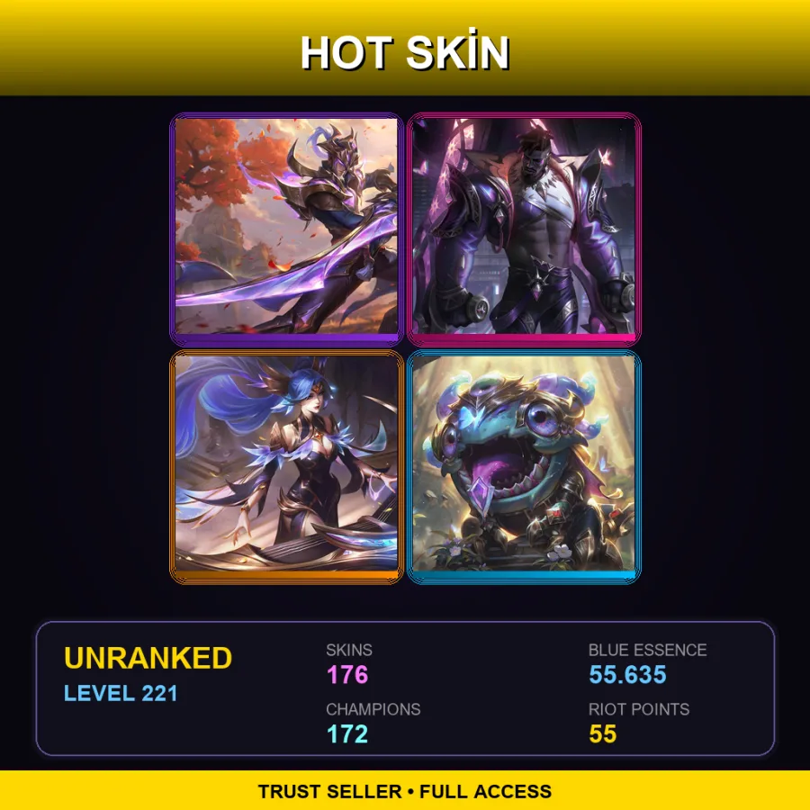 BR | Lv221 | Unranked | 176 Skin | 172 Champ — LoL account