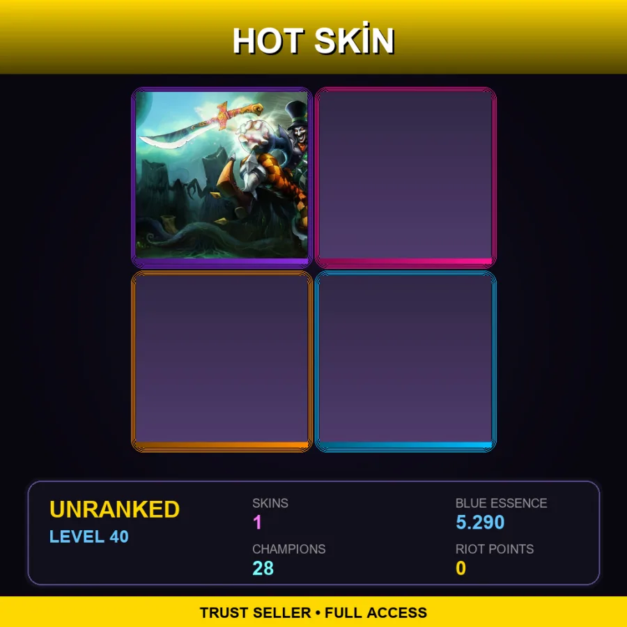 BR | Lv40 | Unranked | 1 Skin | 28 Champ — LoL account