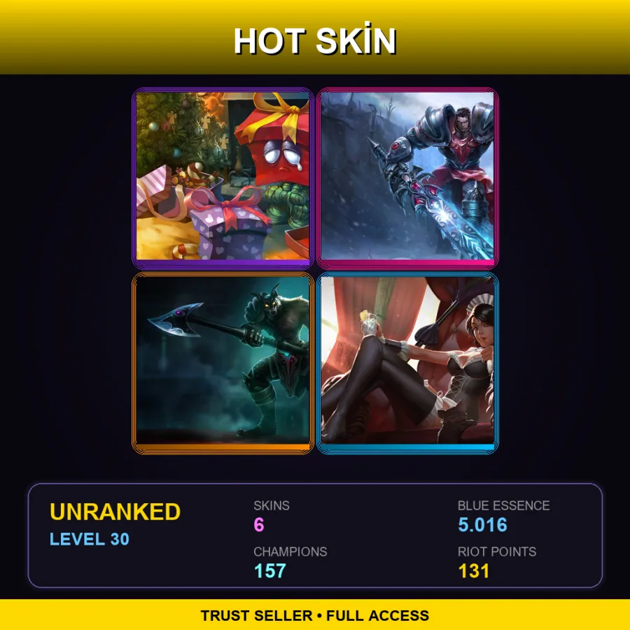 SG | Lv30 | Unranked | 6 Skin | 157 Champ — Assassin Master Yi