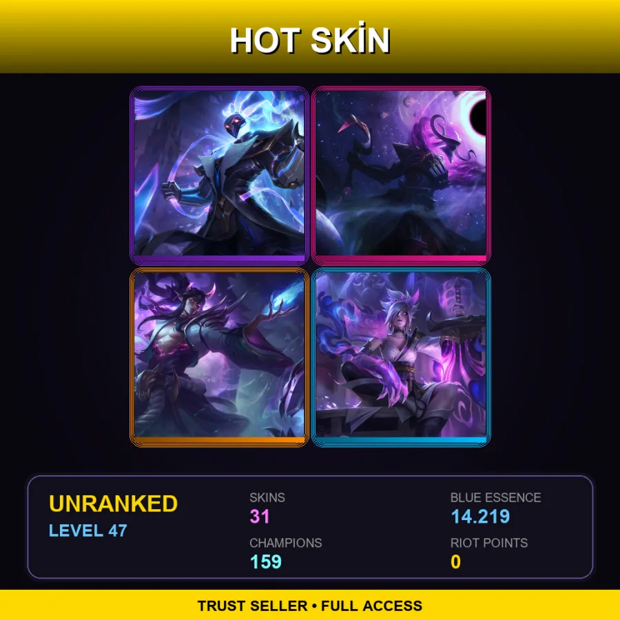 SG | Lv47 | Unranked | 31 Skin | 159 Champ