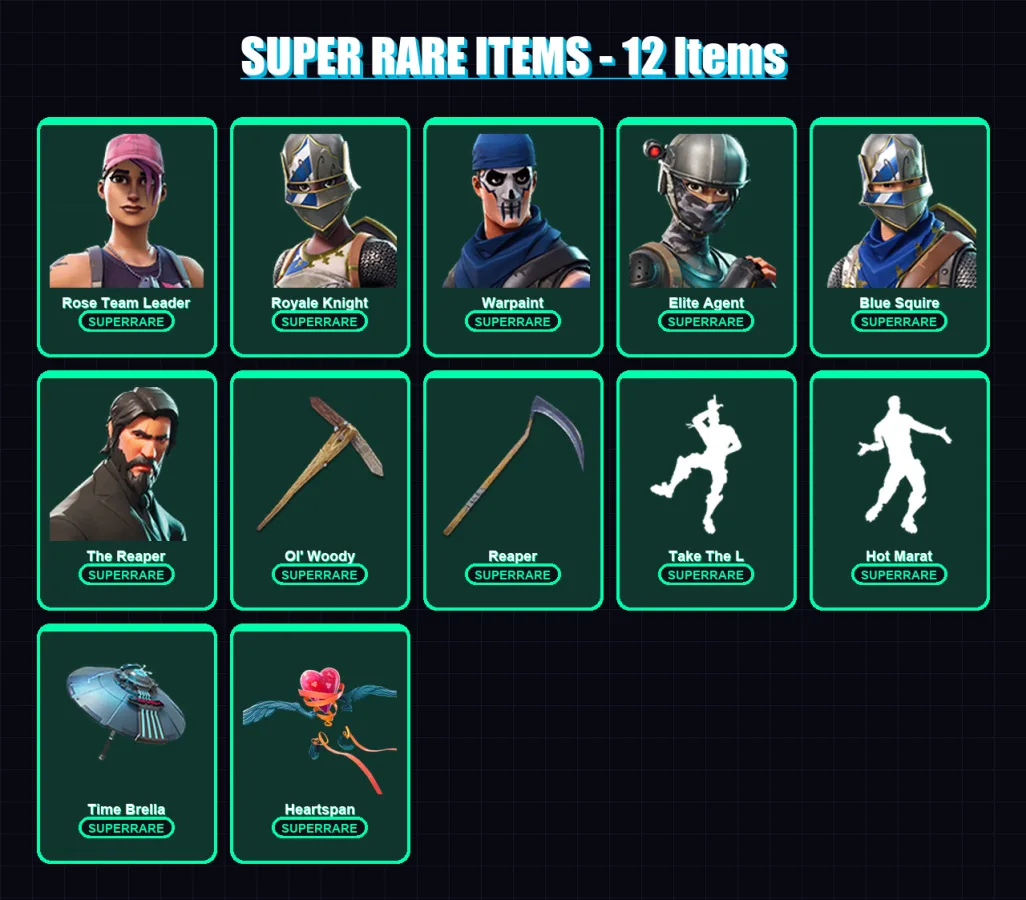 [PC/PSN] | Rose Team Leader | Royale Knight | Warpaint | Elite Agent | Blue Squire | 187 skin | 213 pickaxe | 165 emote | 166 glider | Lv2991