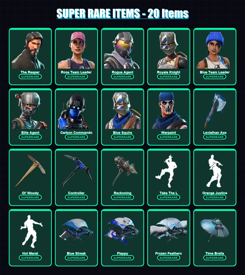 [PC/XBOX] | The Reaper | Rose Team Leader | Rogue Agent | Royale Knight | Blue Team Leader | 132 skin | 161 pickaxe | 143 emote | 149 glider | Lv248