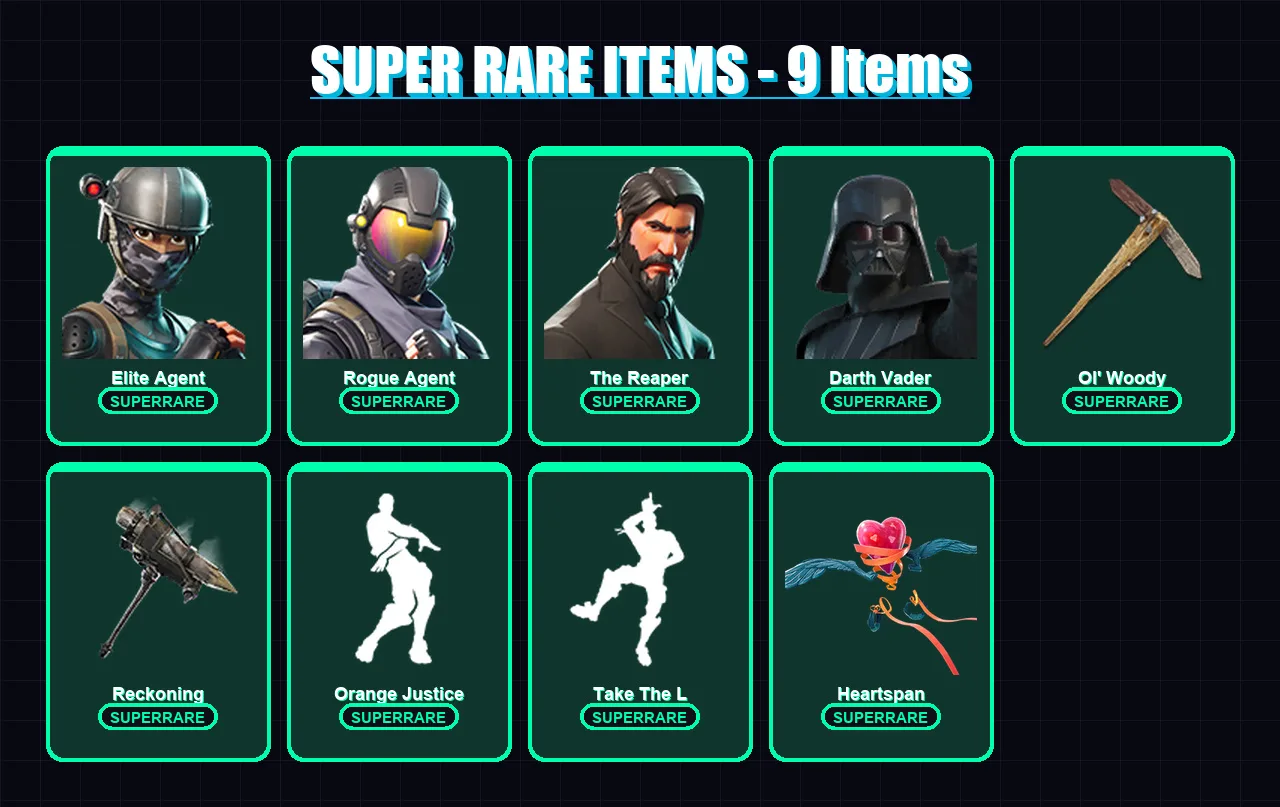 [PC/PSN] | Elite Agent | Rogue Agent | The Reaper | Darth Vader | Son Goku | 112 skin | 96 pickaxe | 103 emote | 99 glider | Lv1347
