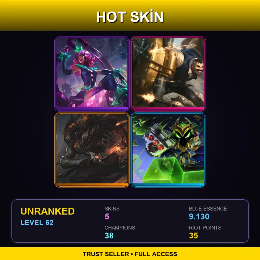TR | Lv62 | Unranked | 5 Skin | 38 Champ — Crime City Braum