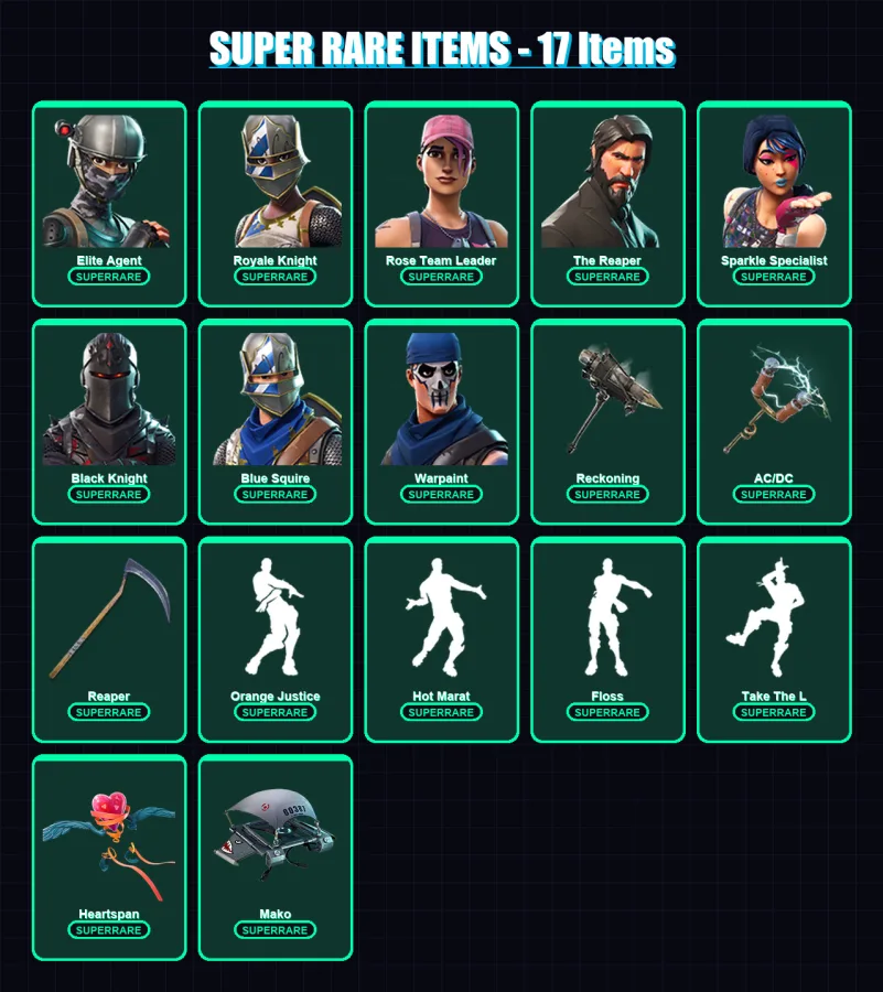 [PC/XBOX/PSN] | Elite Agent | Royale Knight | Rose Team Leader | The Reaper | Sparkle Specialist | 49 skin | 26 pickaxe | 41 emote | 36 glider | Lv4 — Fortnite account