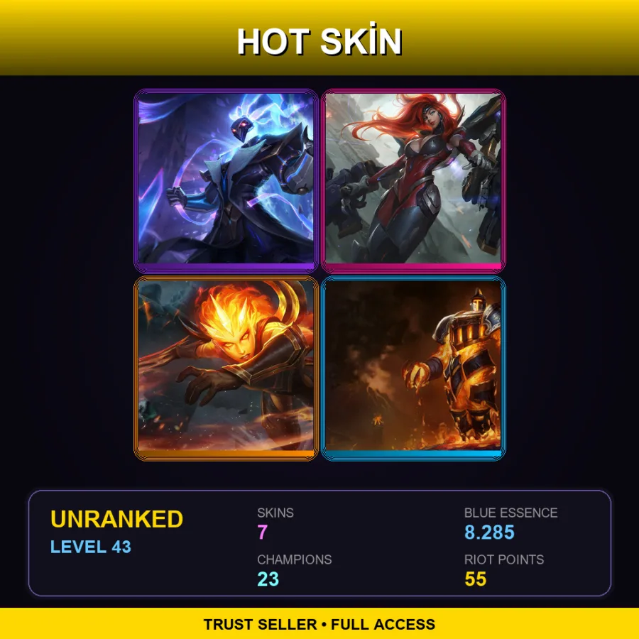 LAS | Lv43 | Unranked | 7 Skin | 23 Champ — LoL account
