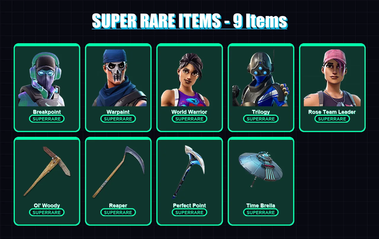 [PS4/PS5/XBOX/PC] | Breakpoint | Warpaint | World Warrior | Trilogy | Rose Team Leader | 163 skin | 162 pickaxe | 154 emote | 136 glider | Lv2038 — Fortnite account