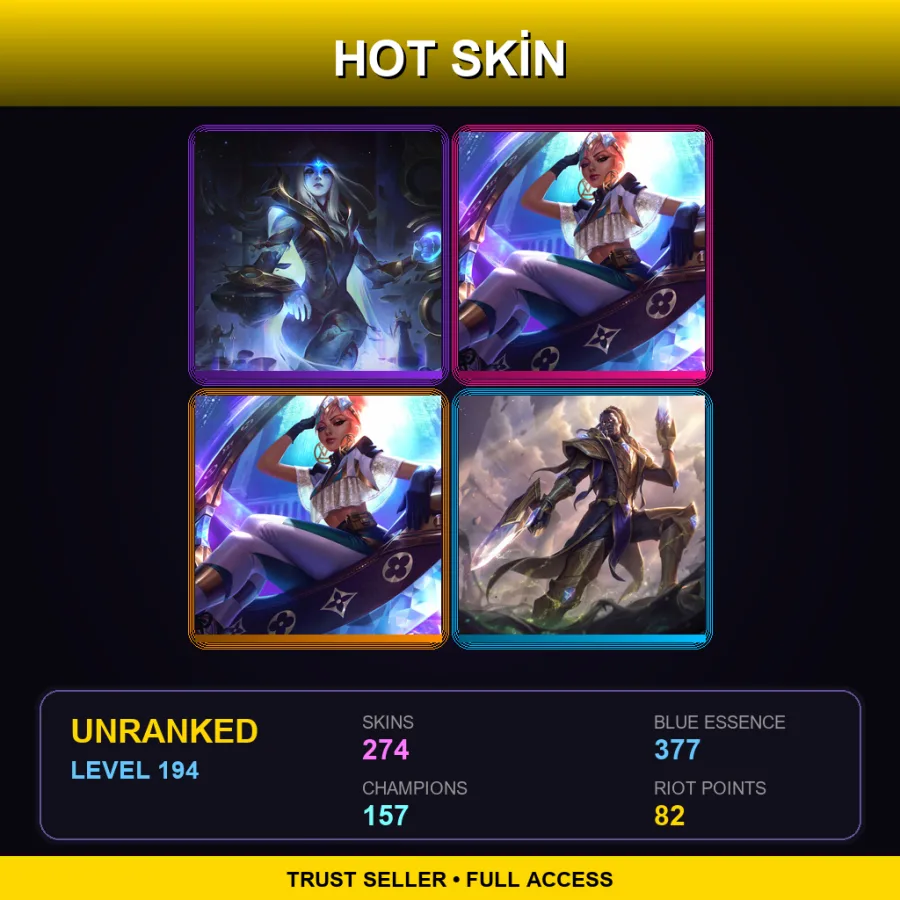 EUW | Cosmic Queen Ashe | Prestige True Damage Qiyana (2022) | Prestige True Damage Qiyana | Victorious Lucian | 274 Skin | 157 Champ | Lv194