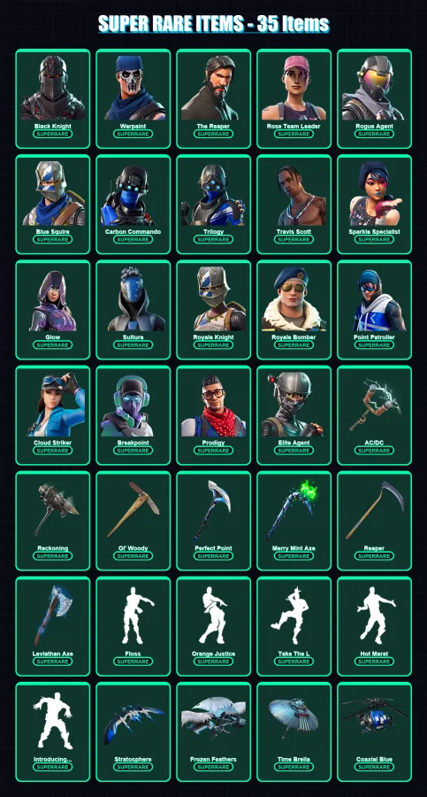 [PC] | Black Knight | Warpaint | The Reaper | Rose Team Leader | Rogue Agent | 325 skin | 301 pickaxe | 240 emote | 248 glider | Lv4342