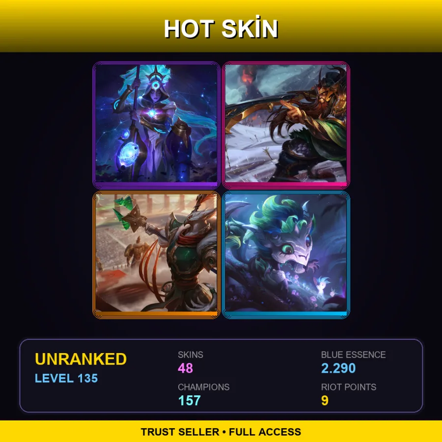 VN | Lv135 | Unranked | 48 Skin | 157 Champ — LoL account