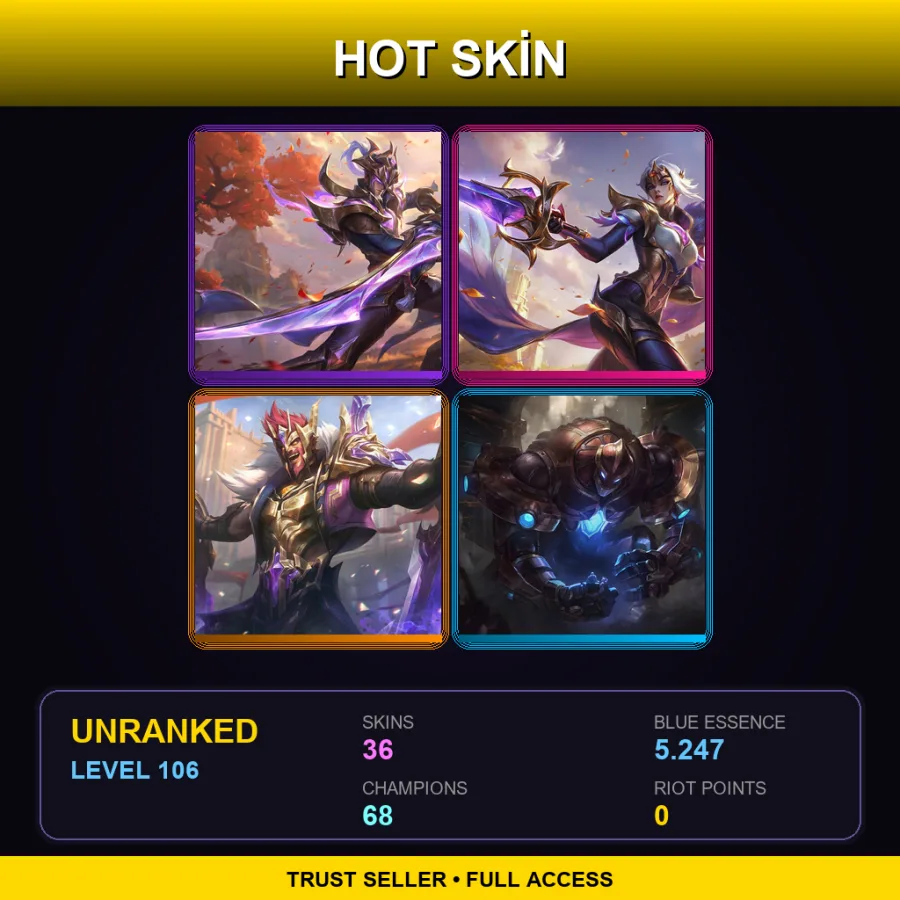 EUW | Lv106 | Unranked | 36 Skin | 68 Champ