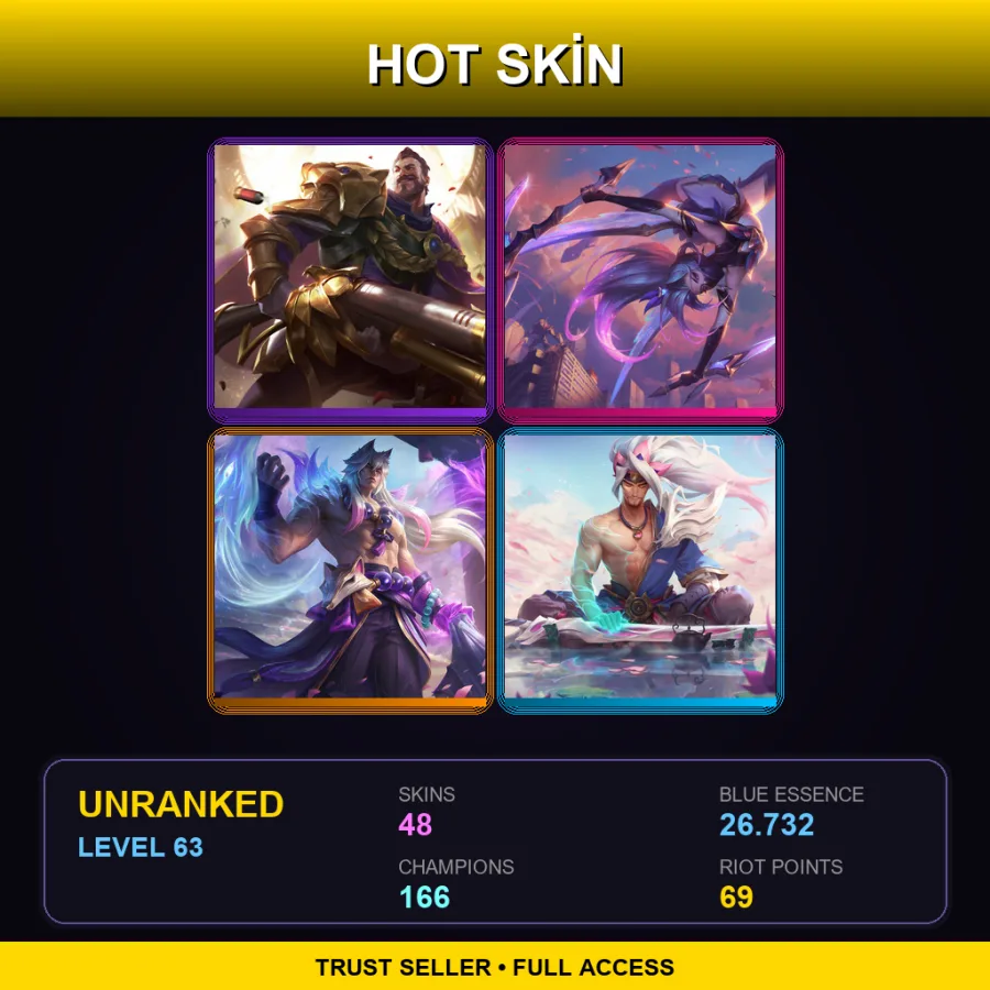 VN | Lv63 | Unranked | 48 Skin | 166 Champ — Skt T1 Azir