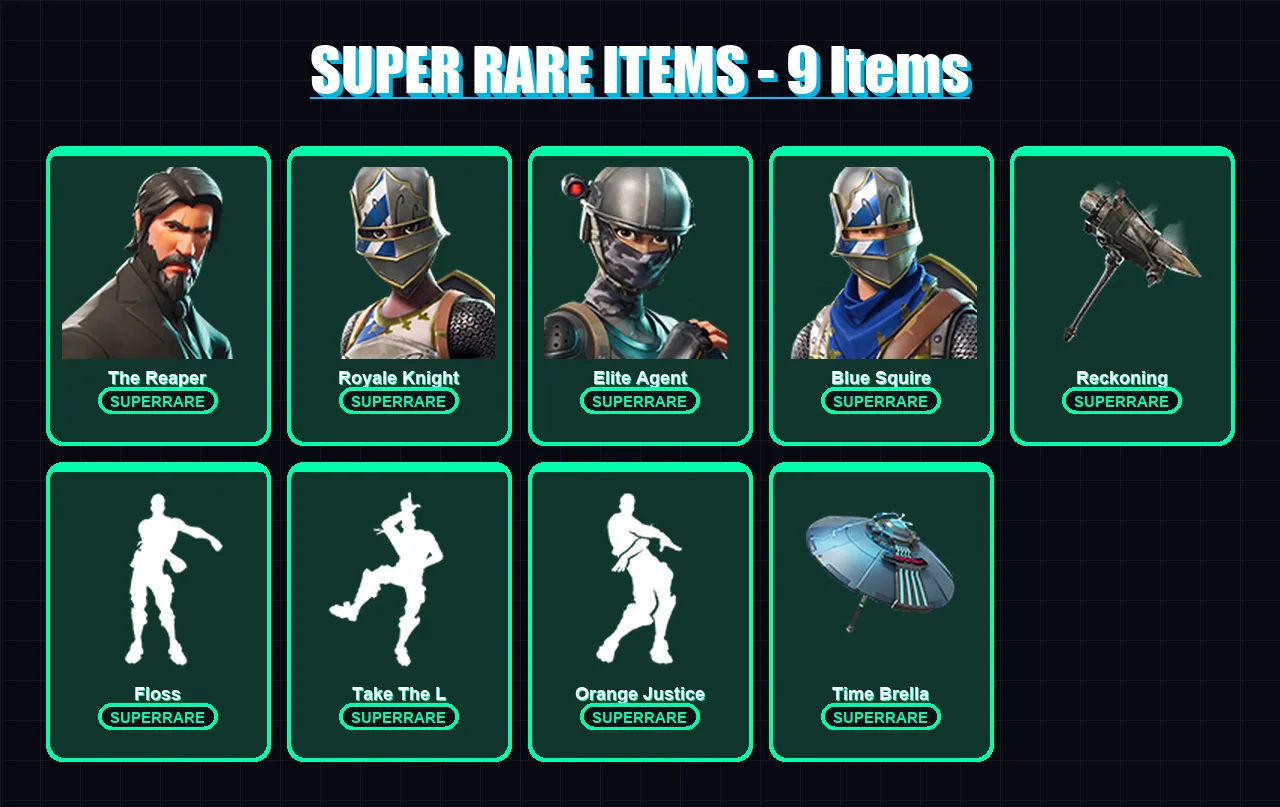 [PS4/PS5/XBOX/PC] | The Reaper | Royale Knight | Elite Agent | Blue Squire | Moisty Merman | 41 skin | 23 pickaxe | 64 emote | 34 glider | Lv512