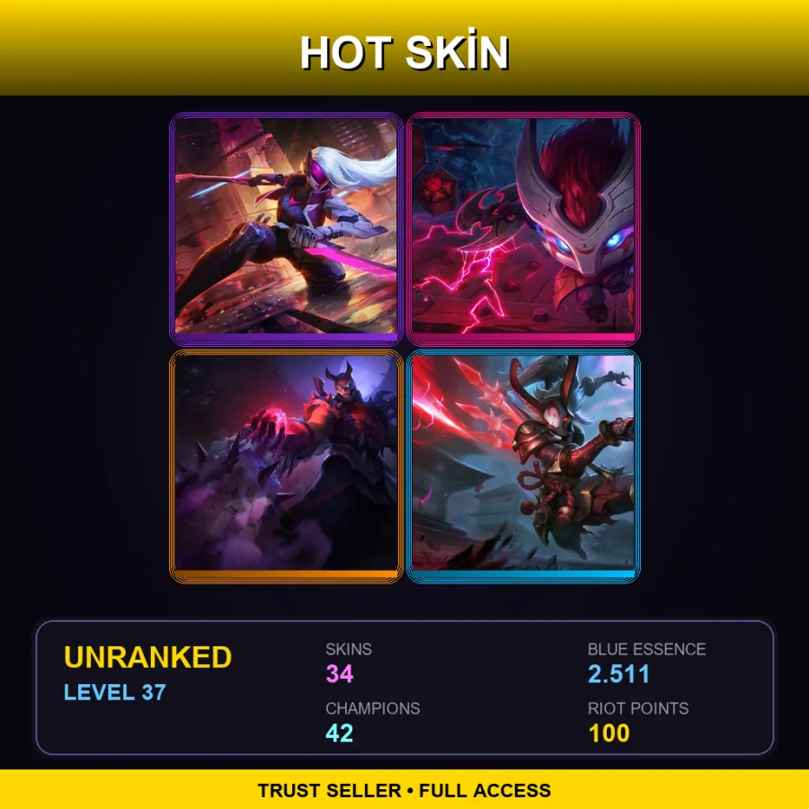 EUW | Lv37 | Unranked | 34 Skin | 42 Champ
