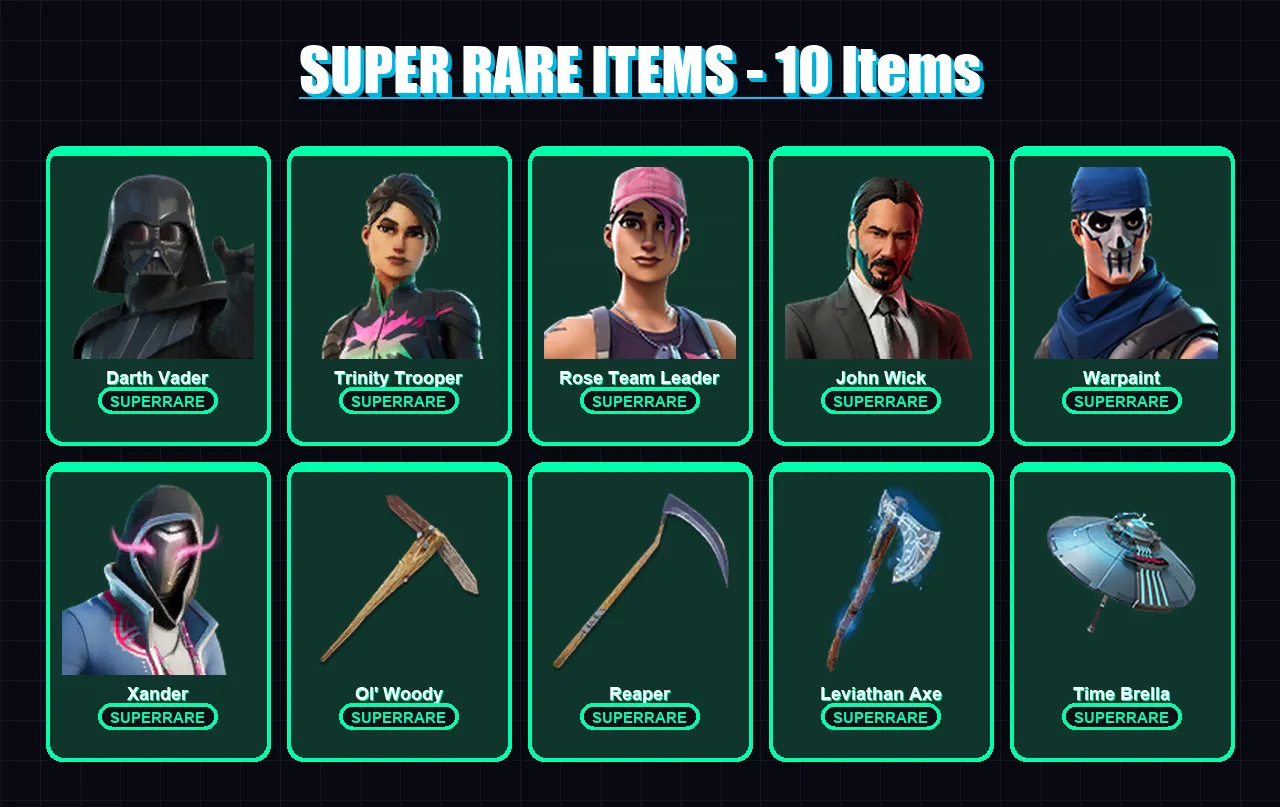 [PS4/PS5/XBOX/PC] | Darth Vader | Trinity Trooper | Rose Team Leader | John Wick | Warpaint | 273 skin | 255 pickaxe | 193 emote | 181 glider | Lv40 — Fortnite account