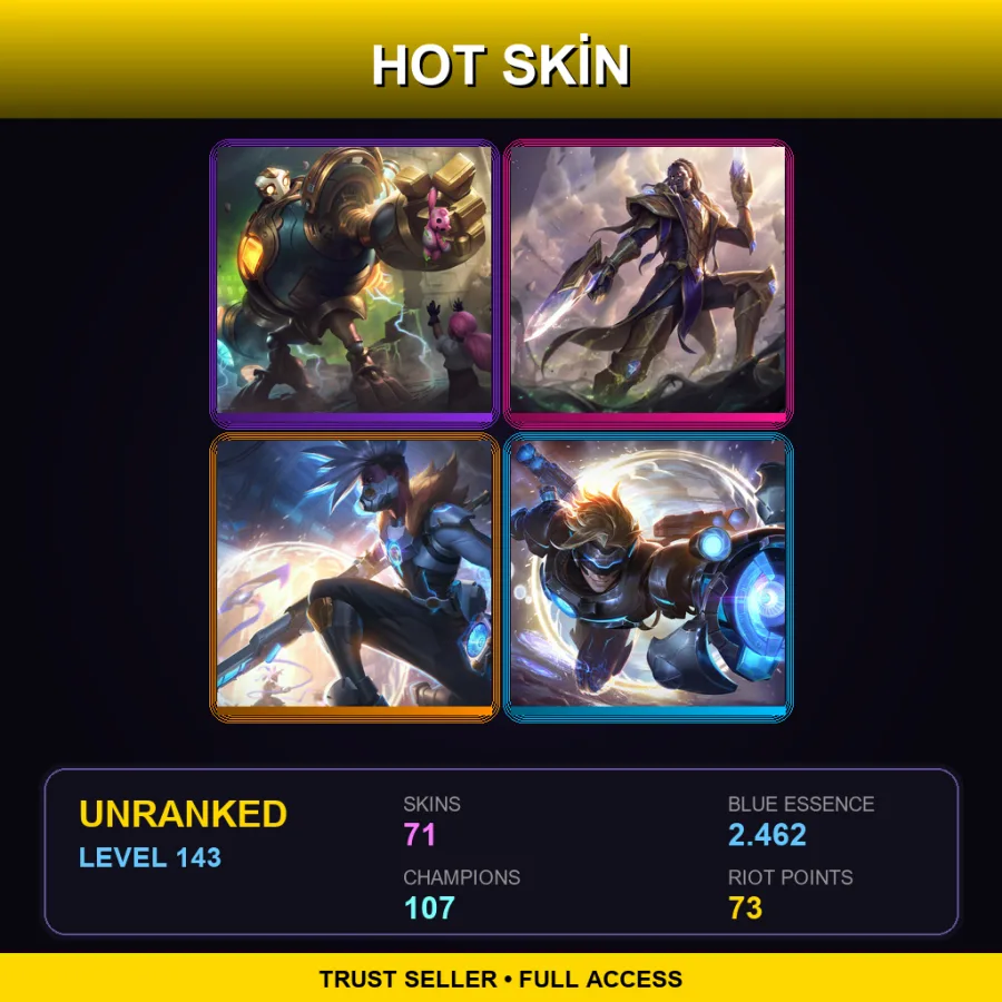 RU | Lv143 | Unranked | 71 Skin | 107 Champ — LoL account