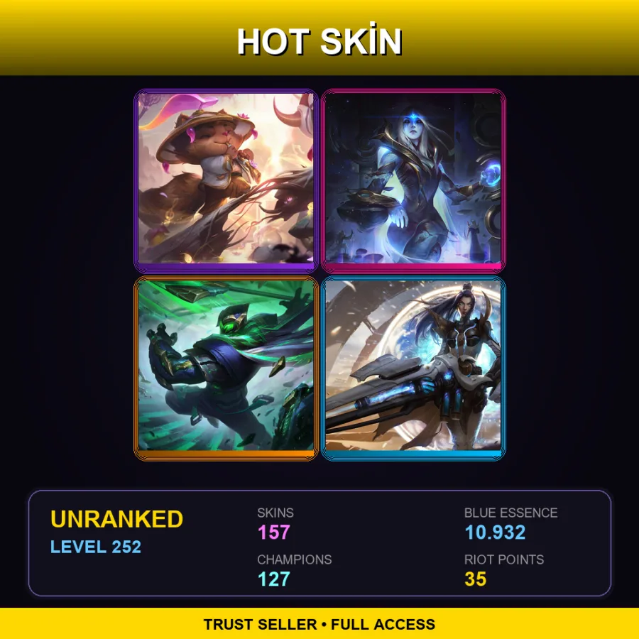 EUNE | Lv252 | Unranked | 157 Skin | 127 Champ — LoL account