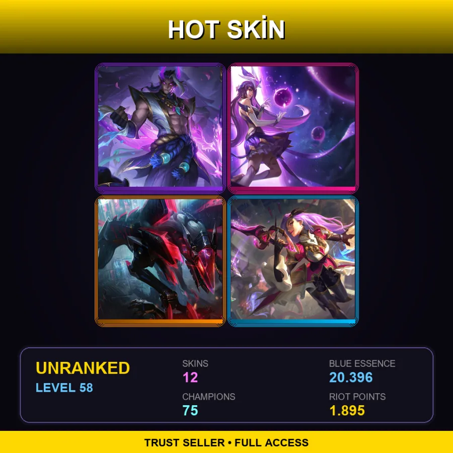 OCE | Lv58 | Unranked | 12 Skin | 75 Champ