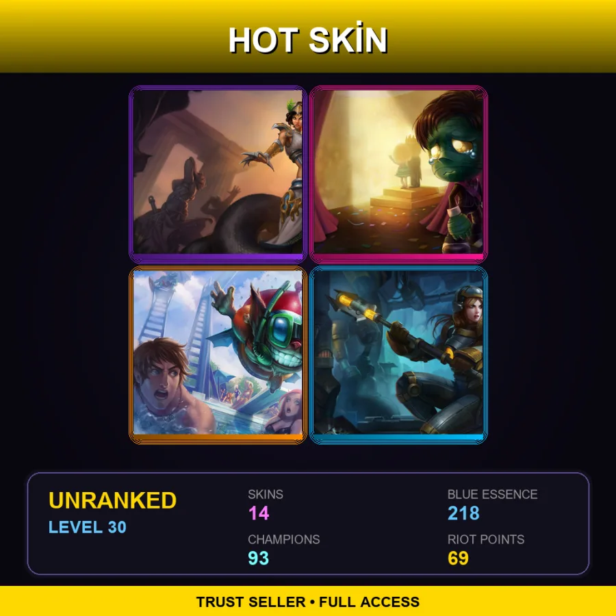 EUNE | Lv30 | Unranked | 14 Skin | 93 Champ