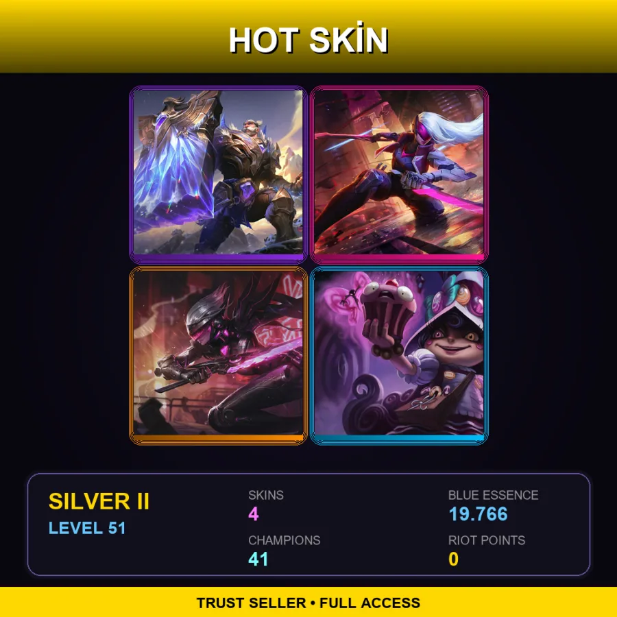 EUW | Lv51 | Silver II | 4 Skin | 41 Champ
