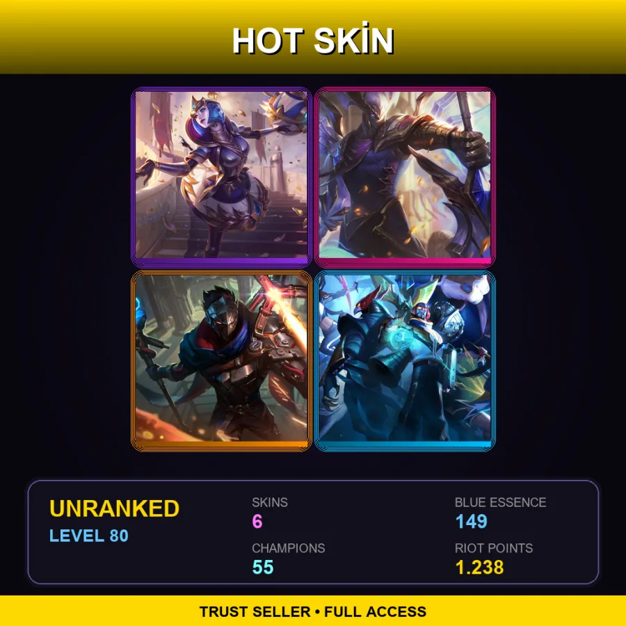 OCE | Victorious Orianna | Victorious Aatrox | Machine Herald Viktor | SKT T1 Ryze | 6 Skin | 55 Champ | Lv80