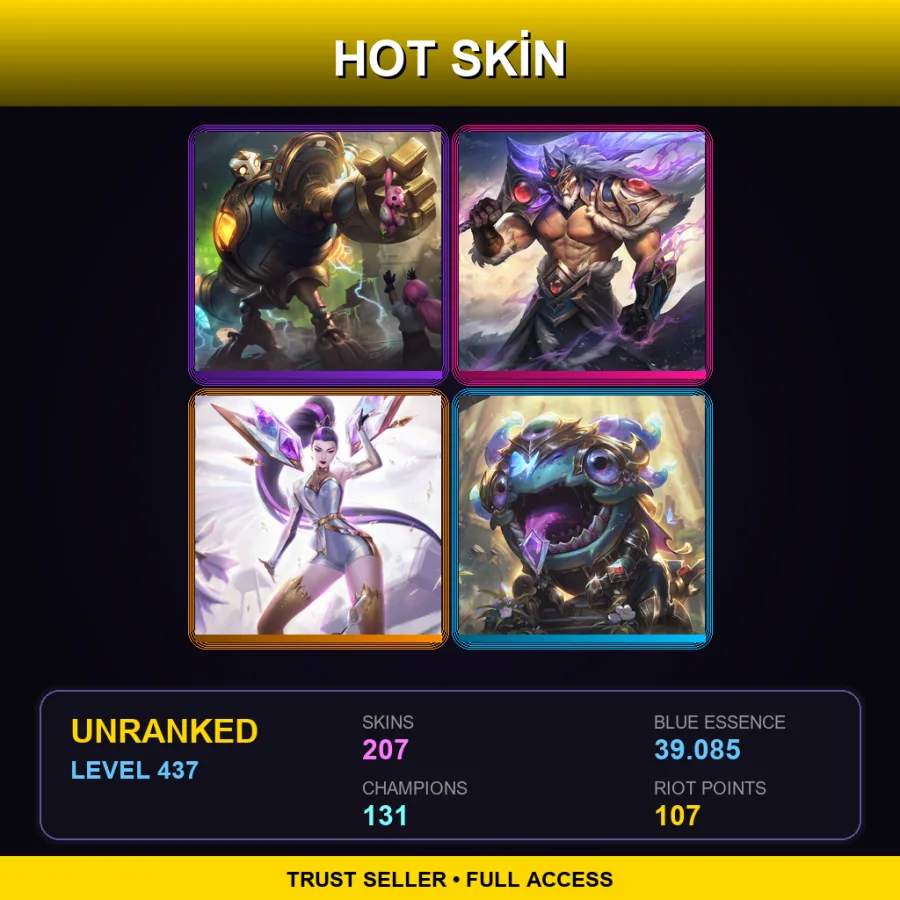 LAS | Lv437 | Unranked | 207 Skin | 131 Champ — Woad King Darius