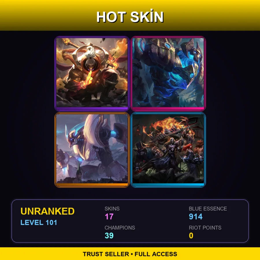 LAN | Lv101 | Unranked | 17 Skin | 39 Champ — LoL account