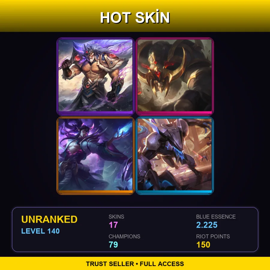 EUW | Lv140 | Unranked | 17 Skin | 79 Champ
