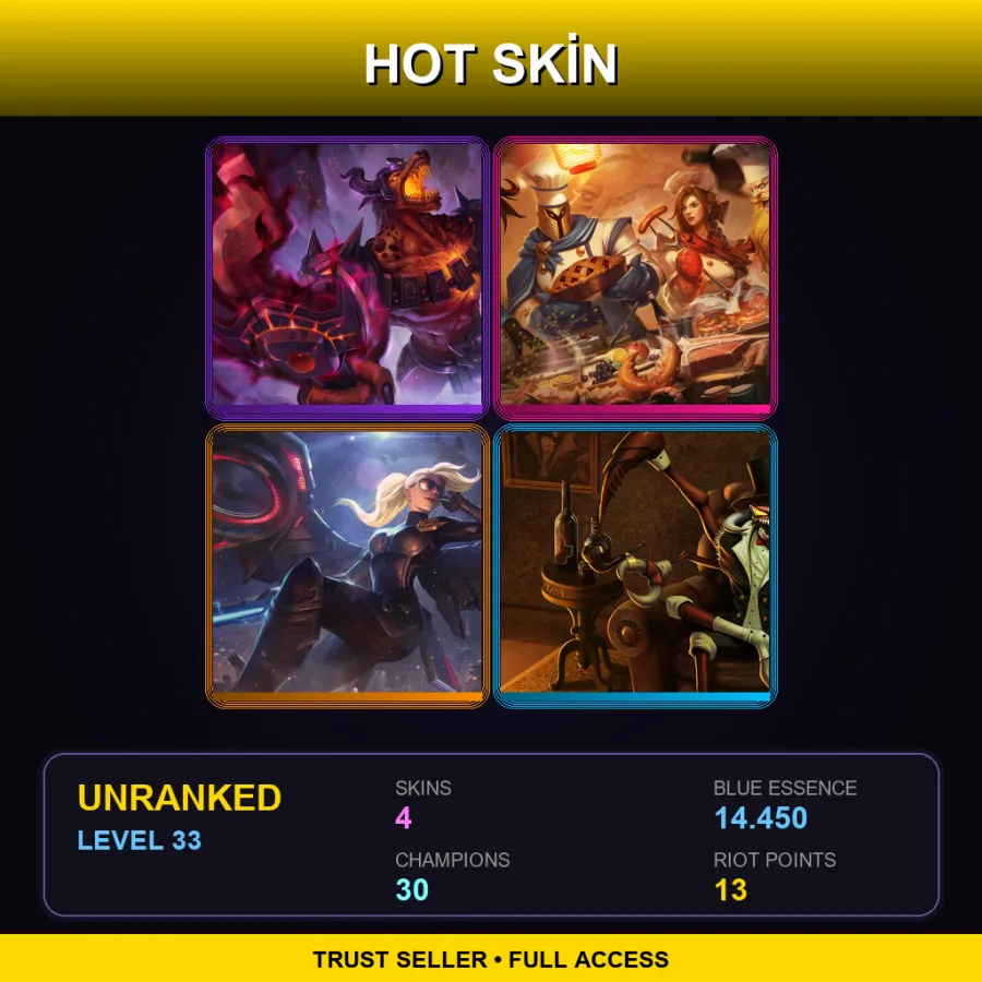 BR | Lv33 | Unranked | 4 Skin | 30 Champ