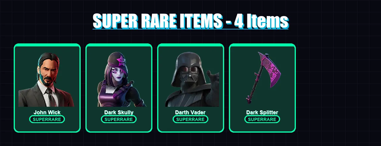 [PC/PSN] | John Wick | Dark Skully | Darth Vader | Era | The Origin | 90 skin | 140 pickaxe | 96 emote | 107 glider | Lv1328