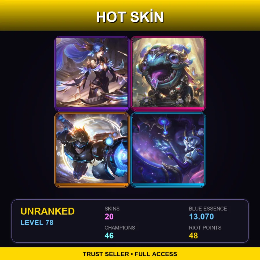 EUNE | Lv78 | Unranked | 20 Skin | 46 Champ — LoL account
