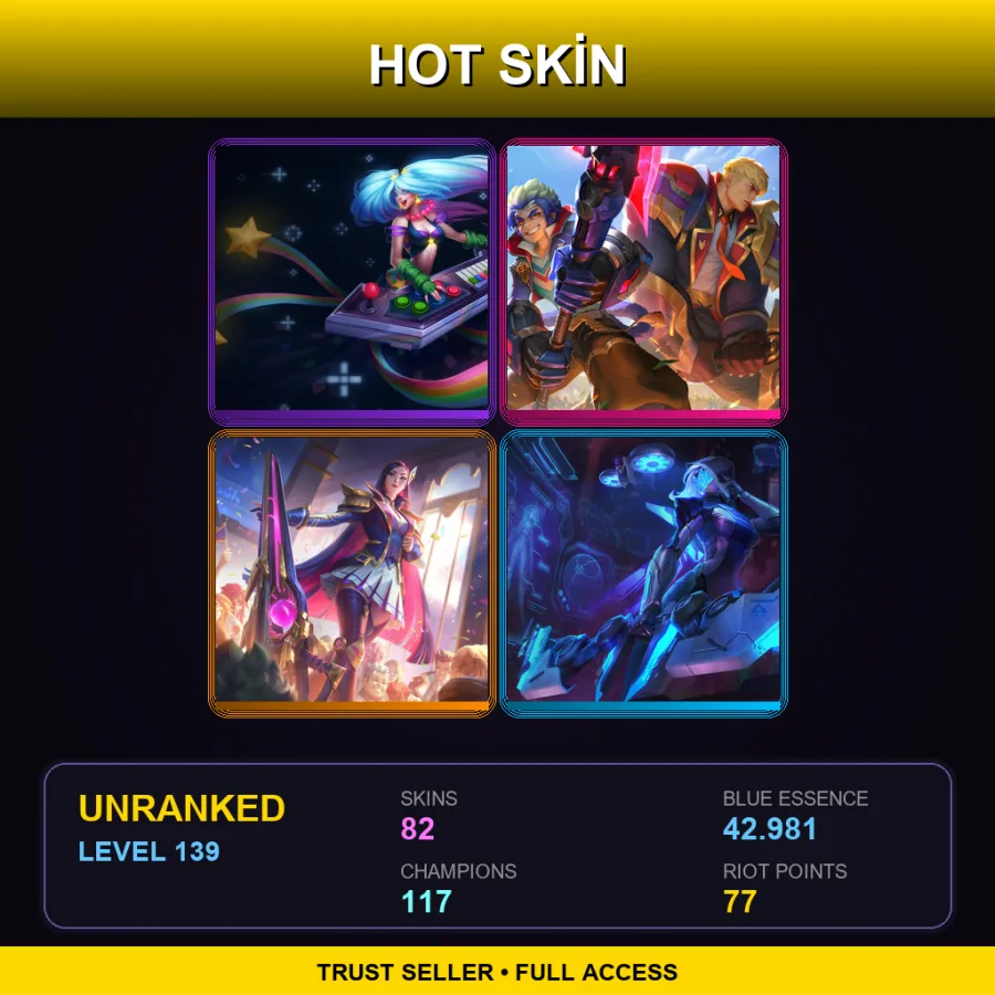 SG | Lv139 | Unranked | 82 Skin | 117 Champ — LoL account