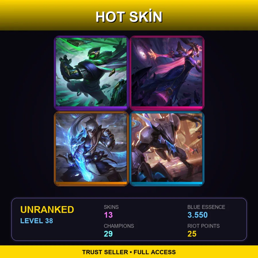 EUW | Lv38 | Unranked | 13 Skin | 29 Champ