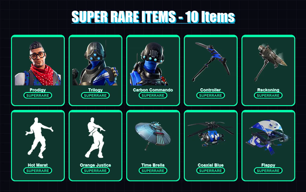 [PC/XBOX] | Prodigy | Trilogy | Carbon Commando | The Foundation | Raz | 158 skin | 154 pickaxe | 150 emote | 158 glider | Lv2284