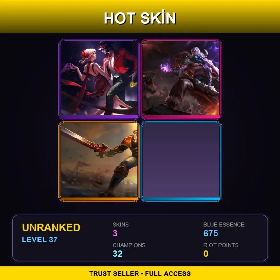 LAS | Tango Evelynn | Tribal Ryze | Sanguine Garen | 3 Skin | 32 Champ | Lv37