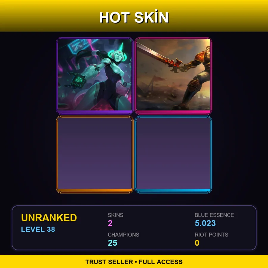 LAS | Lv38 | Unranked | 2 Skin | 25 Champ — LoL account