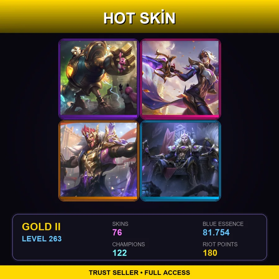 EUNE | Lv263 | Gold II | 76 Skin | 122 Champ — LoL account