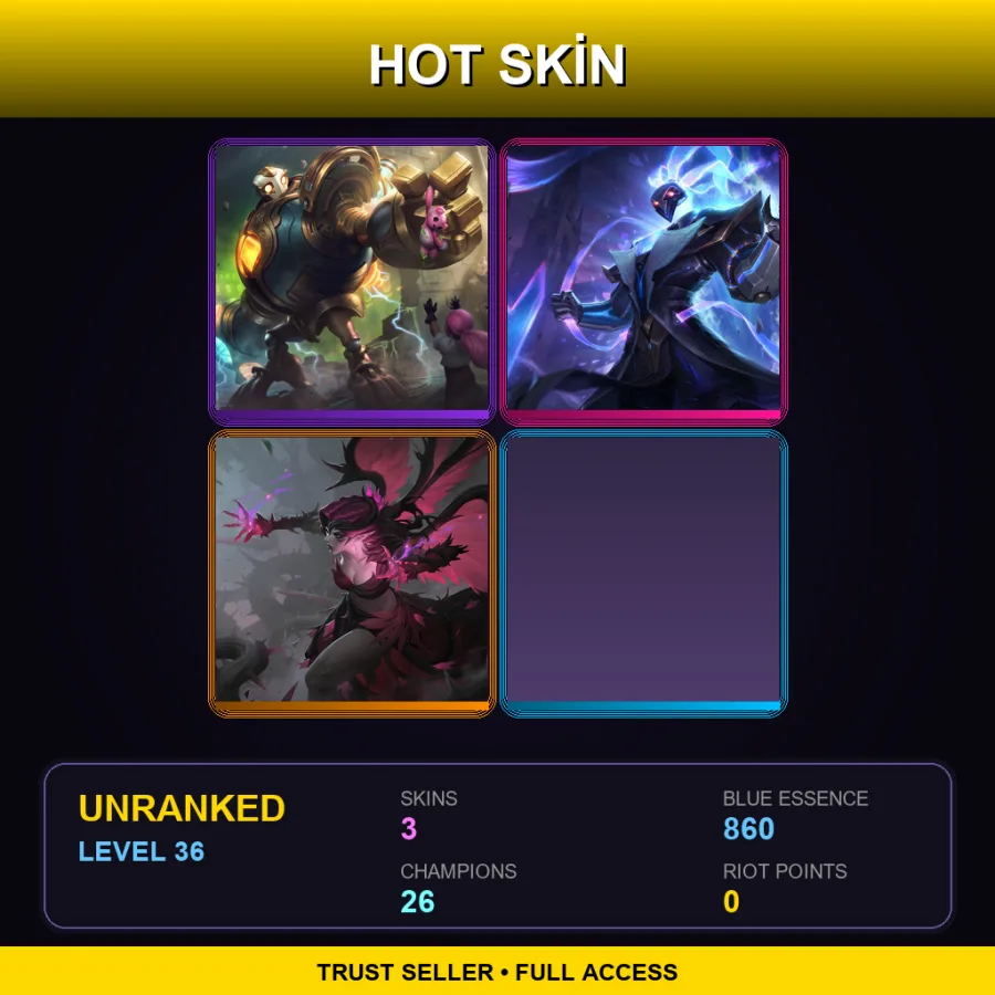 EUW | Lv36 | Unranked | 3 Skin | 26 Champ
