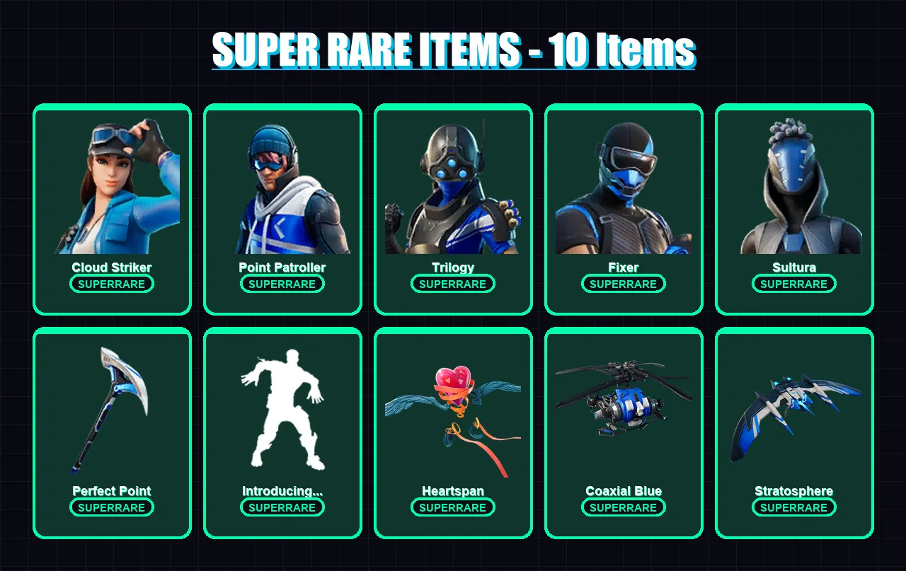 [PS4/PS5/XBOX/PC] | Cloud Striker | Point Patroller | Trilogy | Fixer | Sultura | 21 skin | 24 pickaxe | 23 emote | 24 glider | Lv256